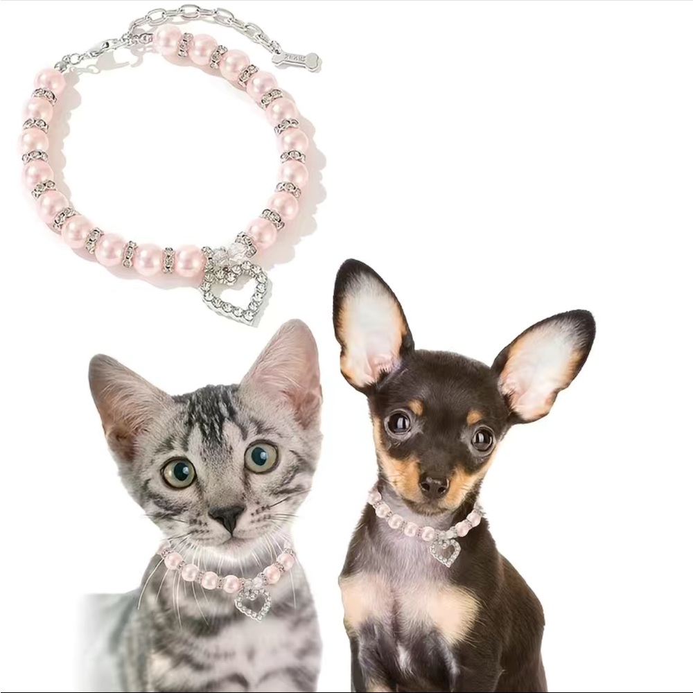 Pet Necklace With Bling Rhinestones For Dog & Cat.